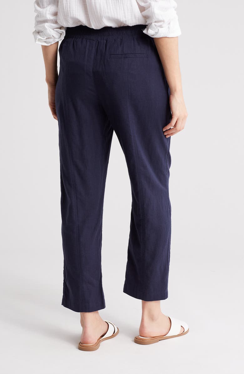 Caslon<sup>®</sup> Pull-On Linen Blend Crop Pants, Alternate, color, Navy Still