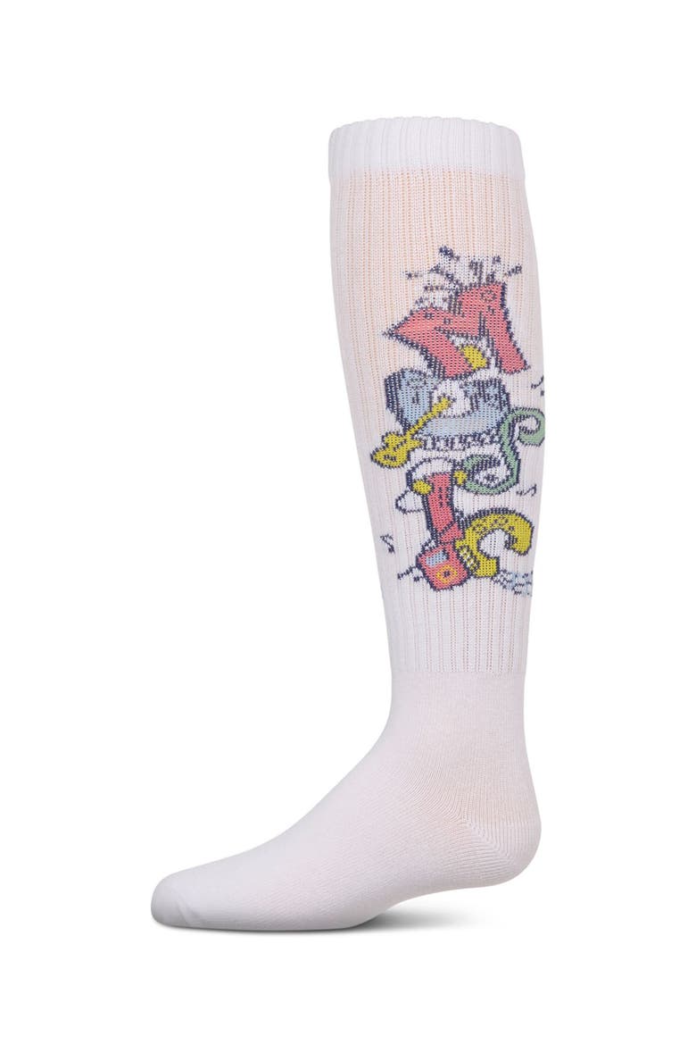 Ribbed Graffiti Camp Knee Sock, Main, color, White