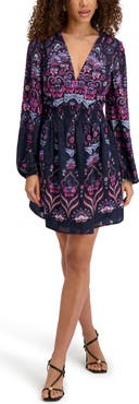 Kensie Printed Long Sleeve Dress
