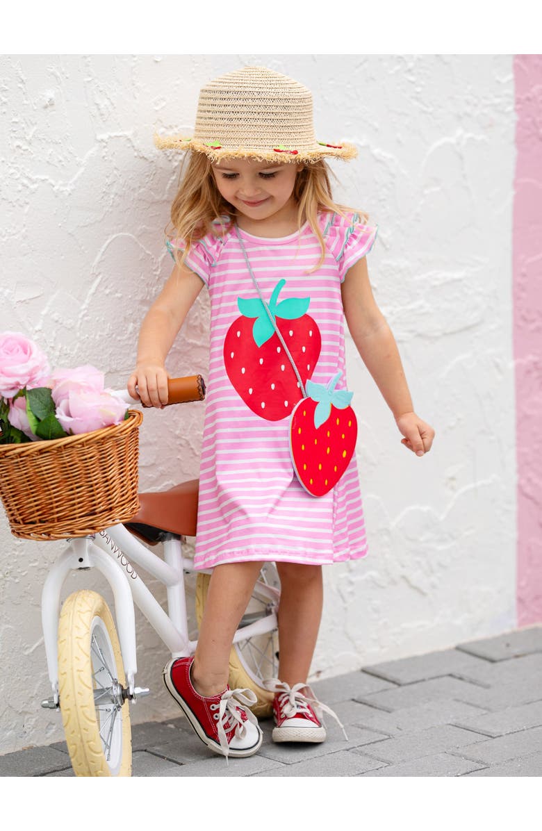 Mia Belle Girls Strawberry Cutie Summer Dress and Purse Set, Alternate, color, Pink