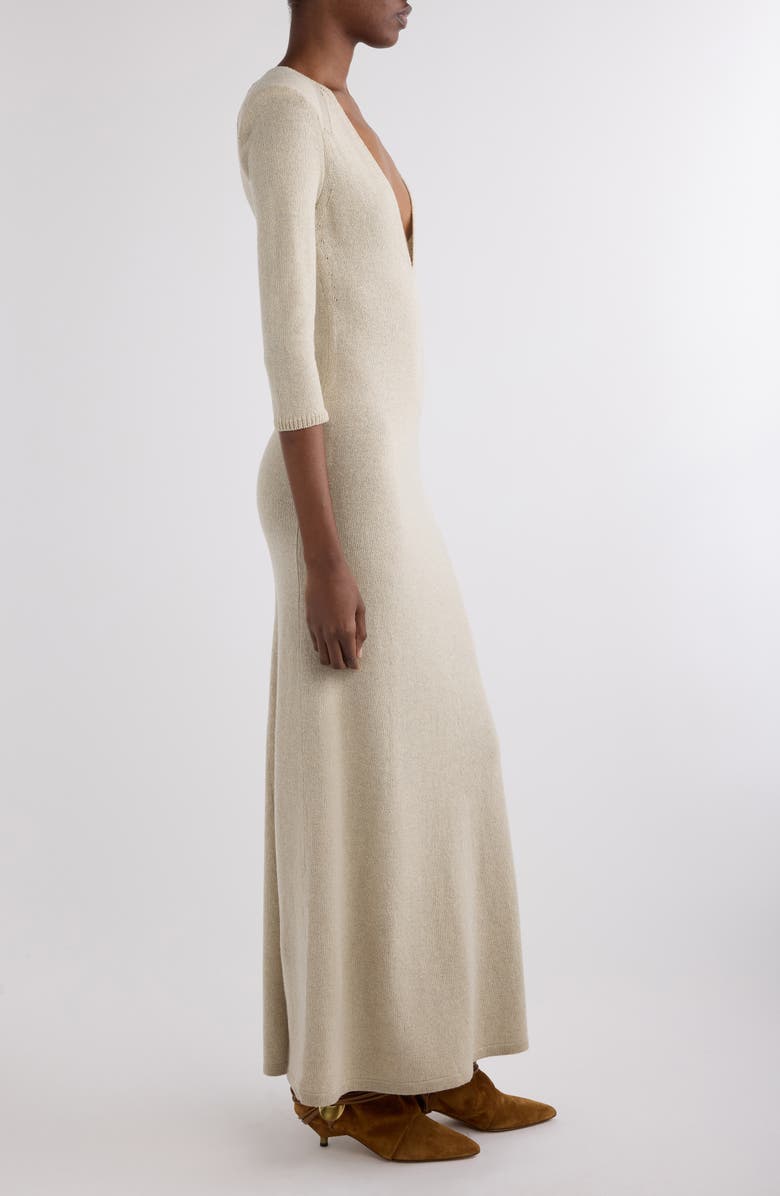 Isabel Marant Salina Plunge Neck Sweater Dress, Alternate, color, Beige