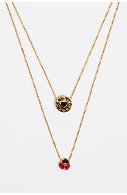 Bimba Y Lola Ladybug Logo Double-layer Necklace In Gold