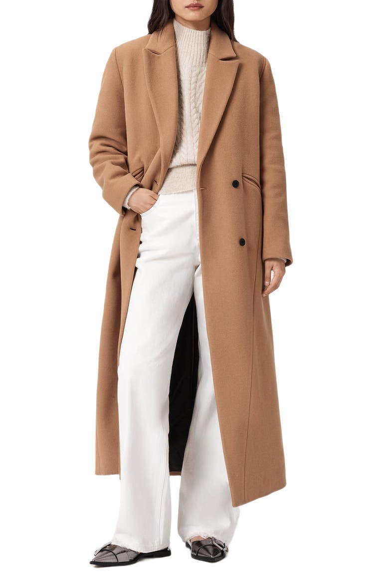 Nellie Double Breasted Wool Blend Coat, Alternate, color, RATTAN BROWN