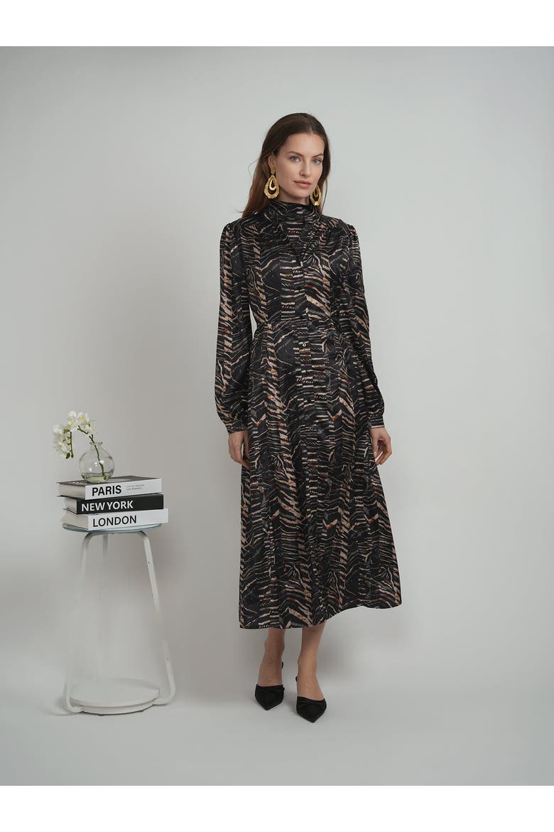 Midi Dress & Matching Top Button-Front Woven Set, Alternate, color, Black