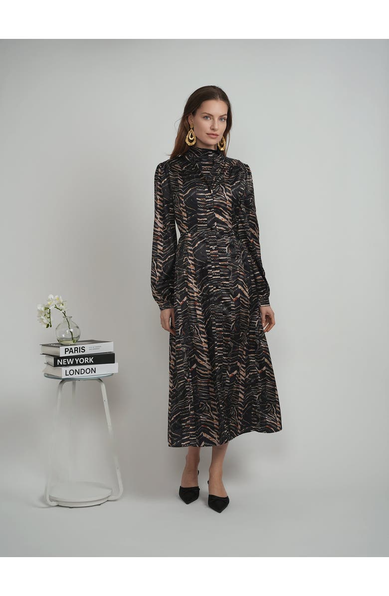 The Norway Club Midi Dress & Matching Top Button-Front Woven Set, Alternate, color, Black