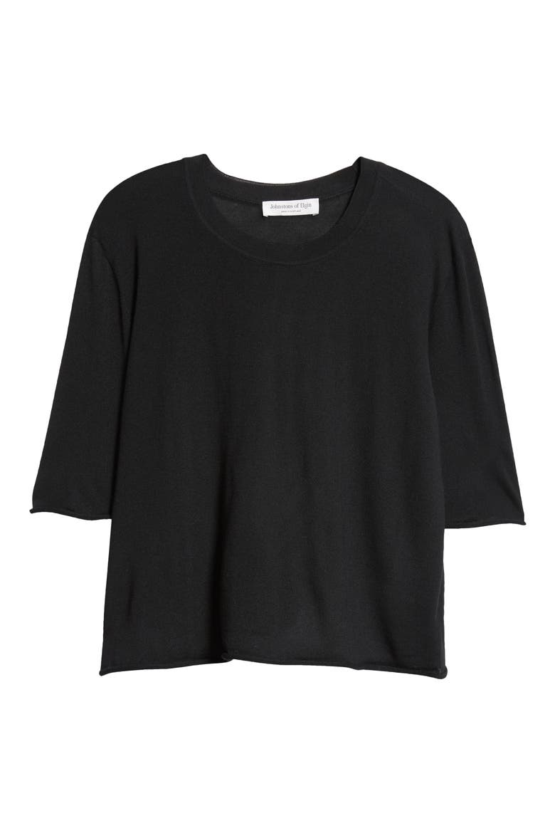 Superfine Merino Wool Scoop Neck Sweater, Alternate, color, BLACK