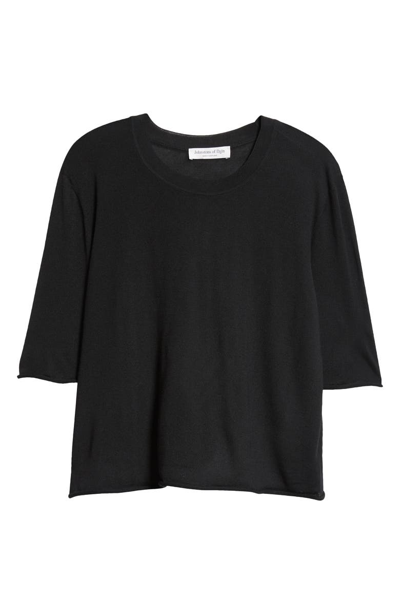 Johnstons of Elgin Superfine Merino Wool Scoop Neck Sweater, Alternate, color, Black