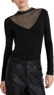 Marcella Saige Mesh Inset Long Sleeve Top