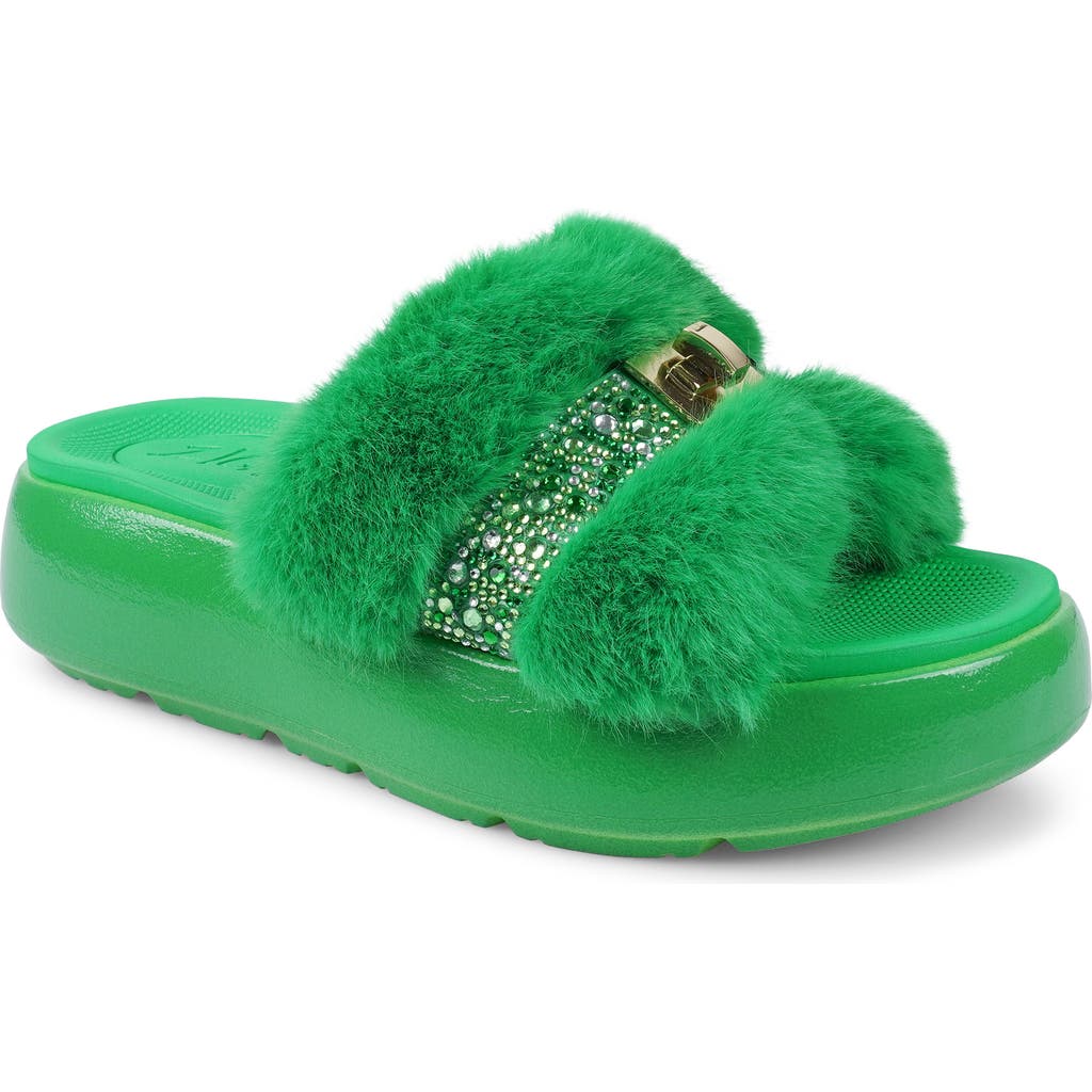 Zigi Finley Faux Fur Platform Sandal In Green