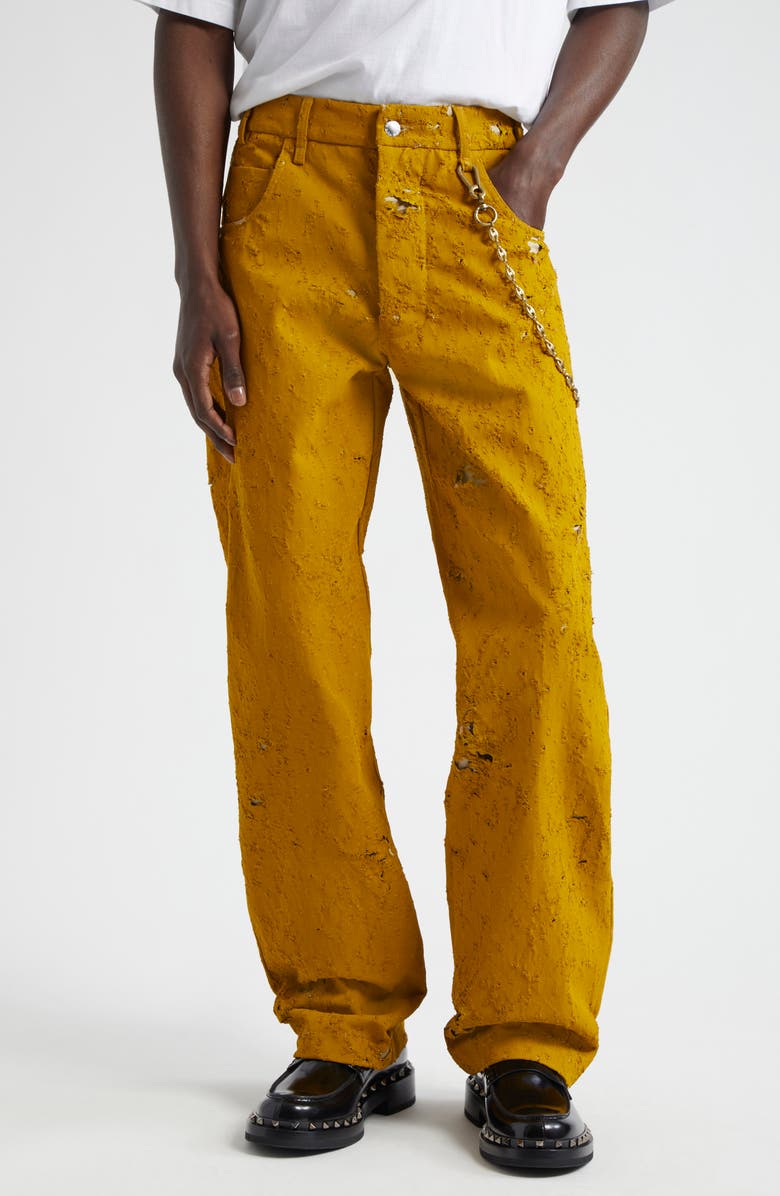 SONG FOR THE MUTE Bullet Hole Denim Work Pants, Main, color, 