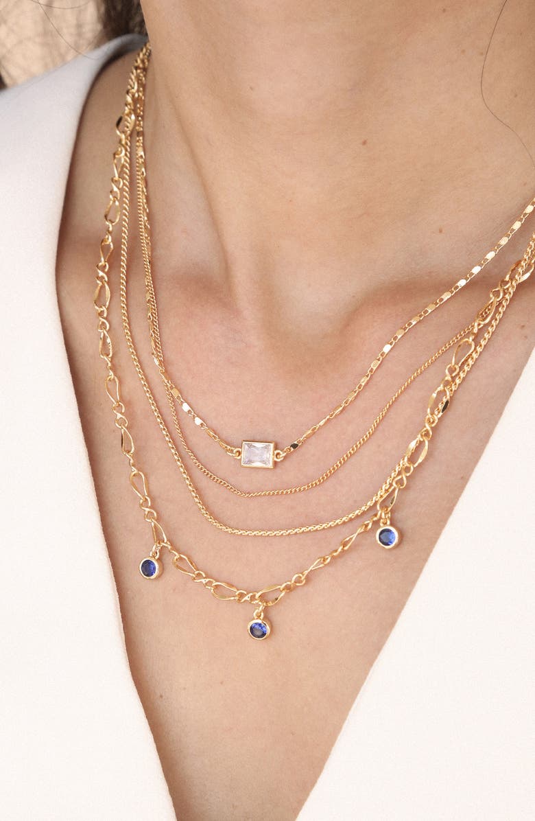 Ettika Emerald City Layered Charm Necklace, Alternate, color, Sapphire