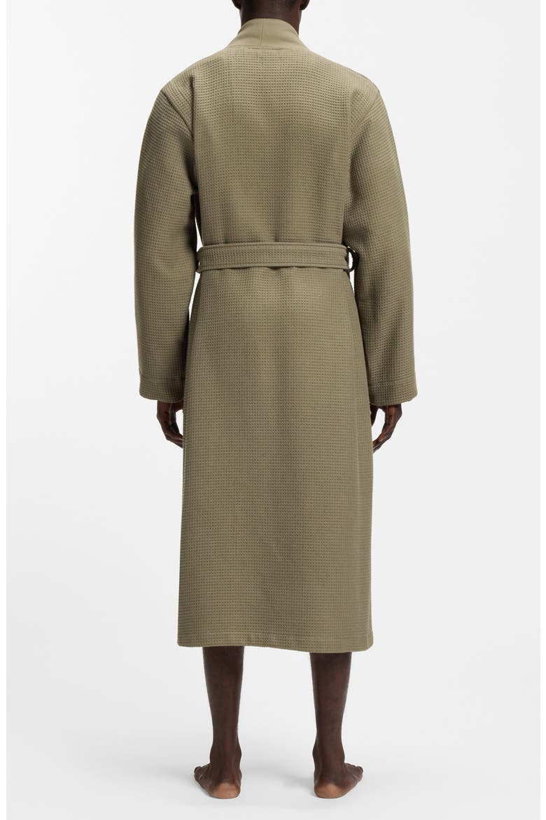 Waffle Cotton Blend Robe, Alternate, color, OPEN BROWN