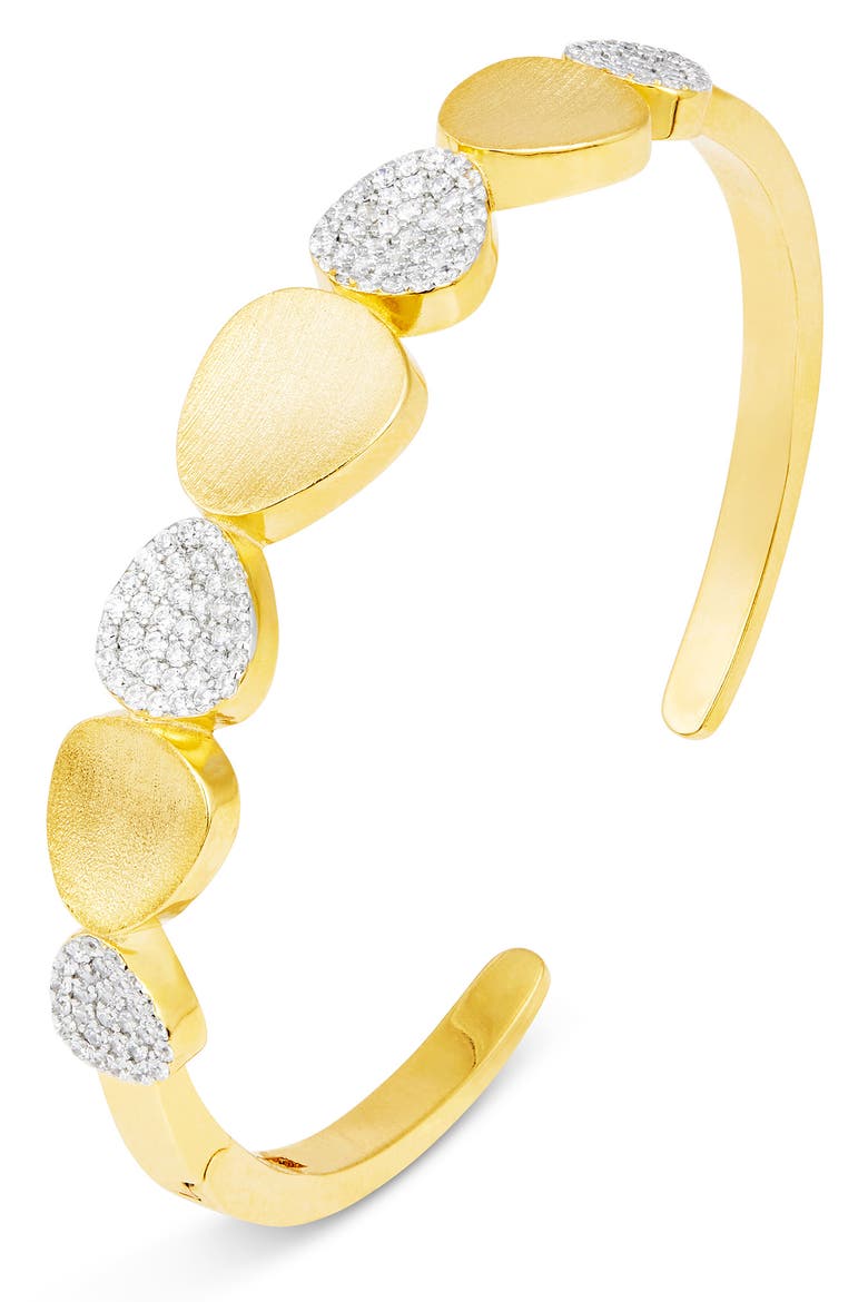 Pavé and Gold Cuff Bracelet, Main, color, GOLD