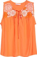 Ramy Brook Adaline Embroidered Sleeveless Top