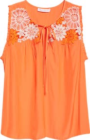 Ramy Brook Adaline Embroidered Sleeveless Top