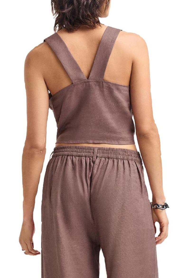 Tallows Crop Linen Cover-Up Top, Alternate, color, MOCHA BROWN