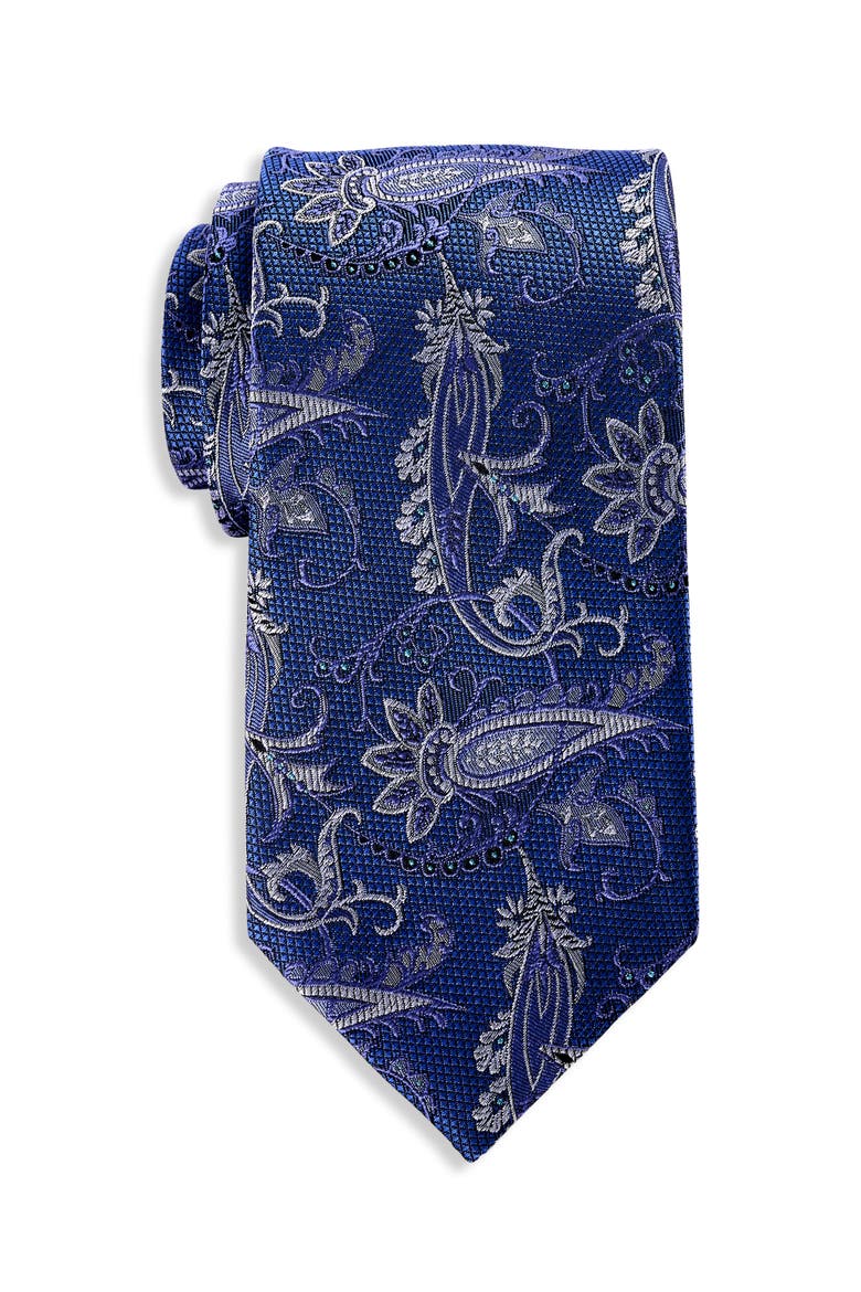 Big & Tall Paisley Tie, Main, color, BLUE