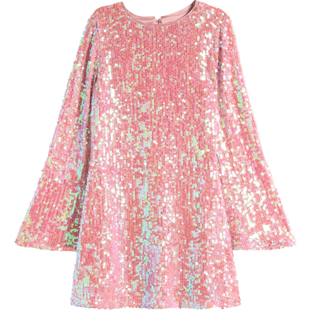 Bardot Junior Kids Margot Sequin Long Sleeve Dress in Cloud Pink