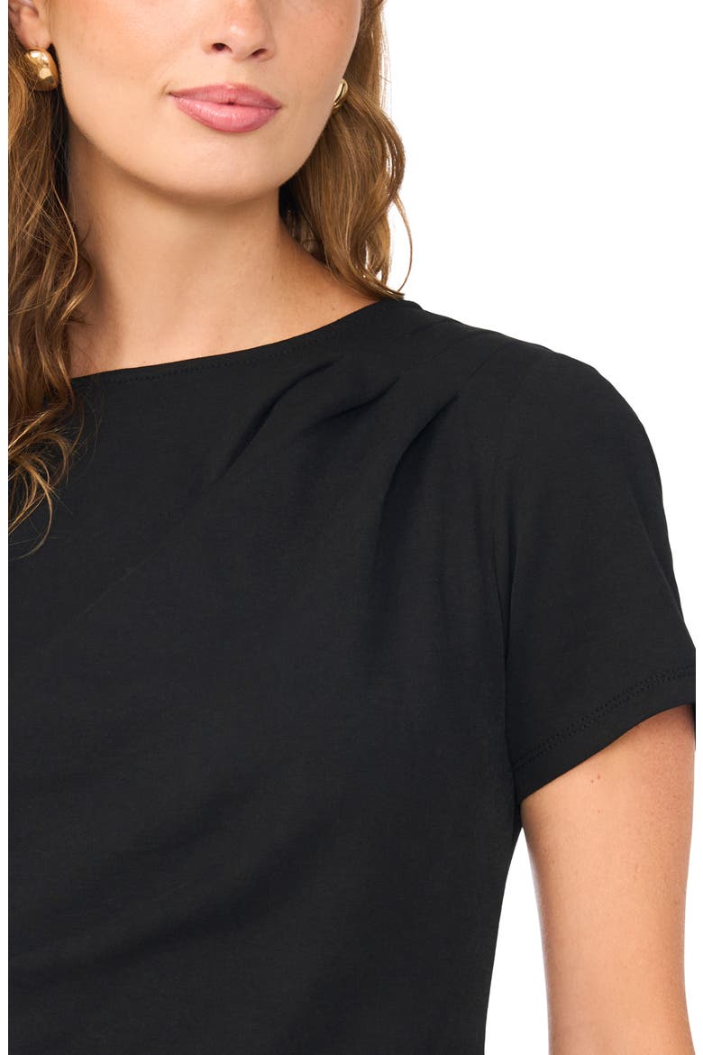 Asymmetric Side Ruched Short Sleeve Top, Alternate, color, RICH BLACK