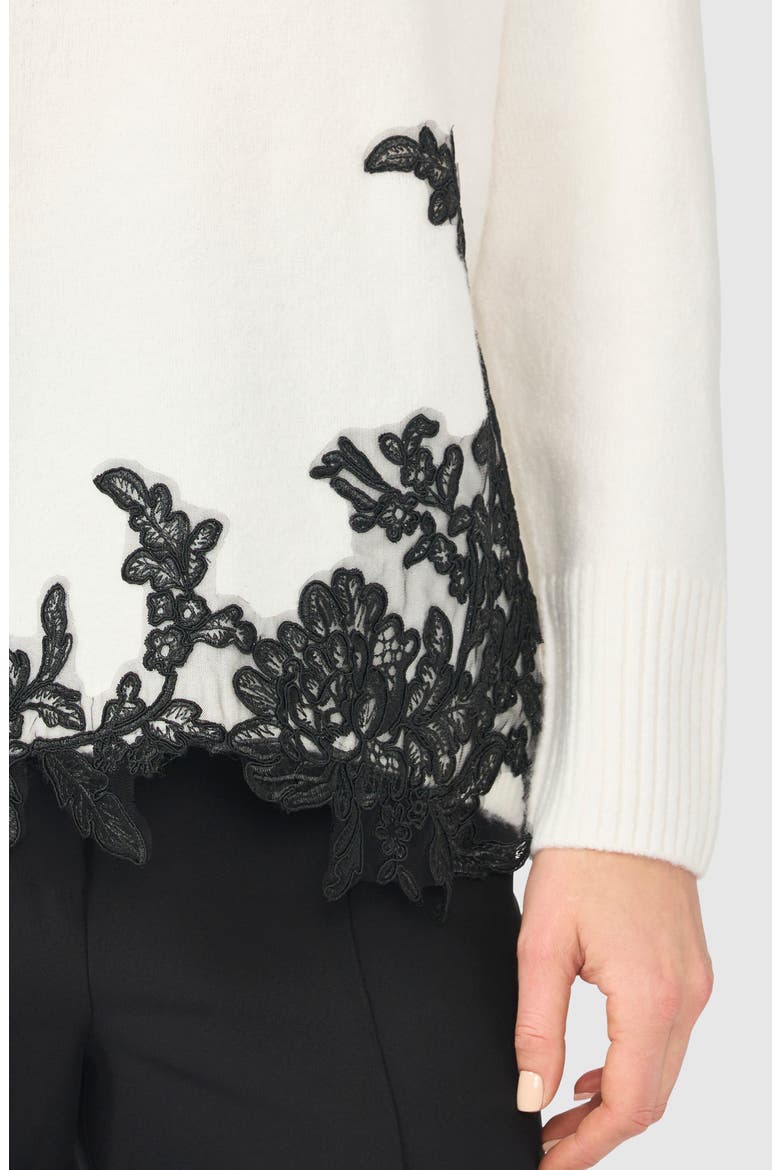 Lace Trim Sweater, Alternate, color, ANTIQUE WHITE