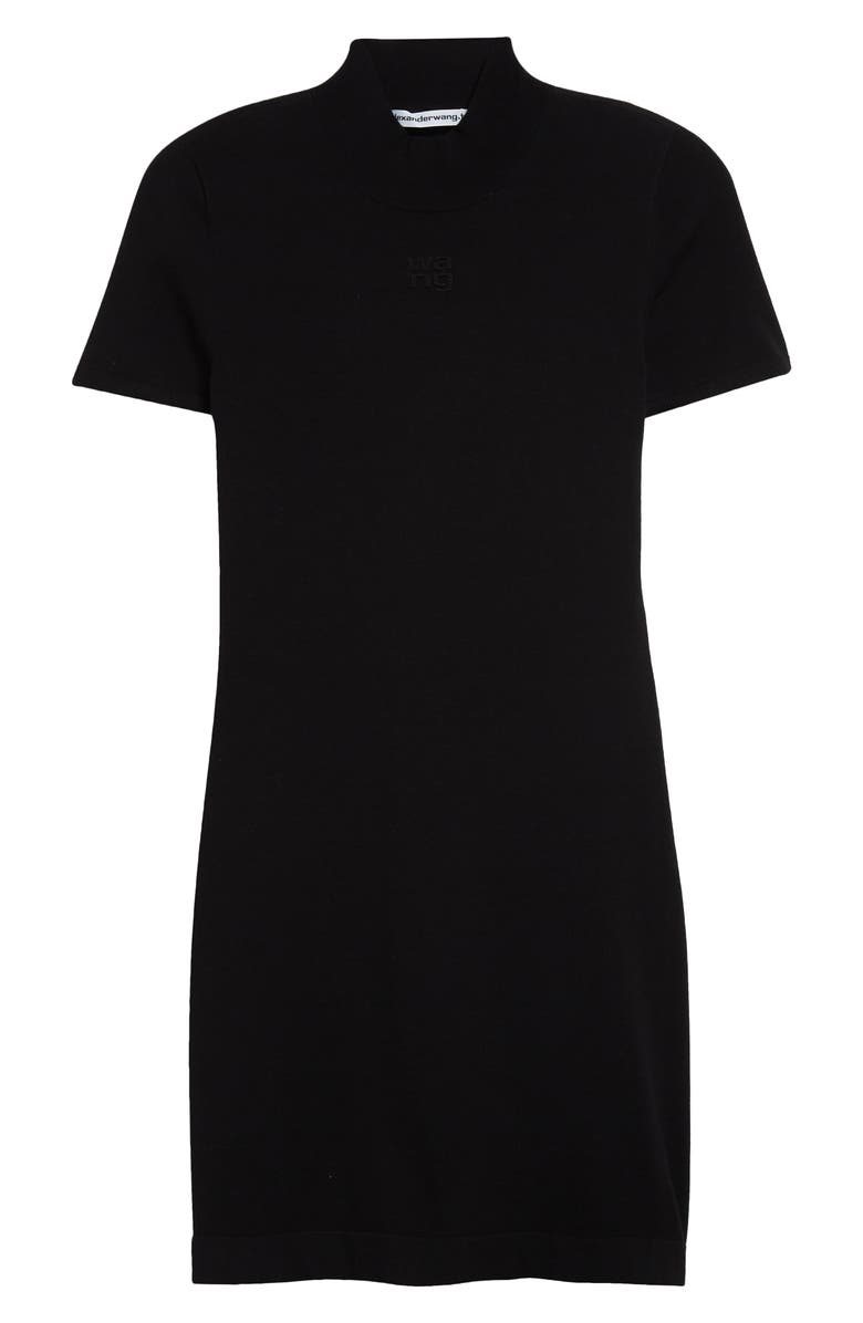 Alexander Wang Logo Debossed Mock Neck Mini T-Shirt Dress, Alternate, color,