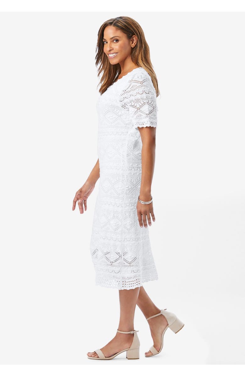 Jessica London Crochet Dress, Alternate, color, White
