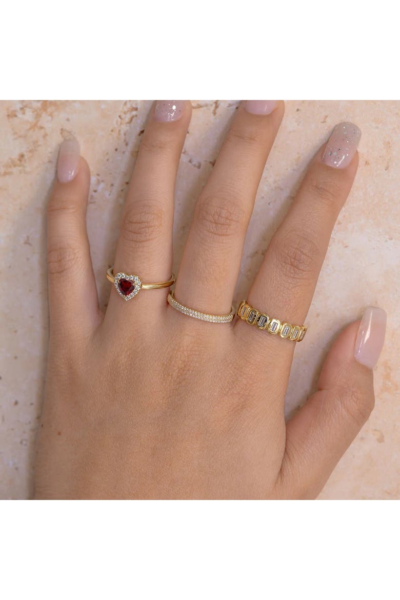 Heart Lab Gemstone & Round Diamond Halo Ring 14K 0.67ct, Alternate, color, Garnet/Yellow Gold