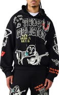 True Religion Sketch Logo Boxy Zip-Up Hoodie