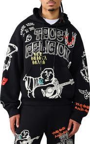 True Religion Sketch Logo Boxy Zip-Up Hoodie
