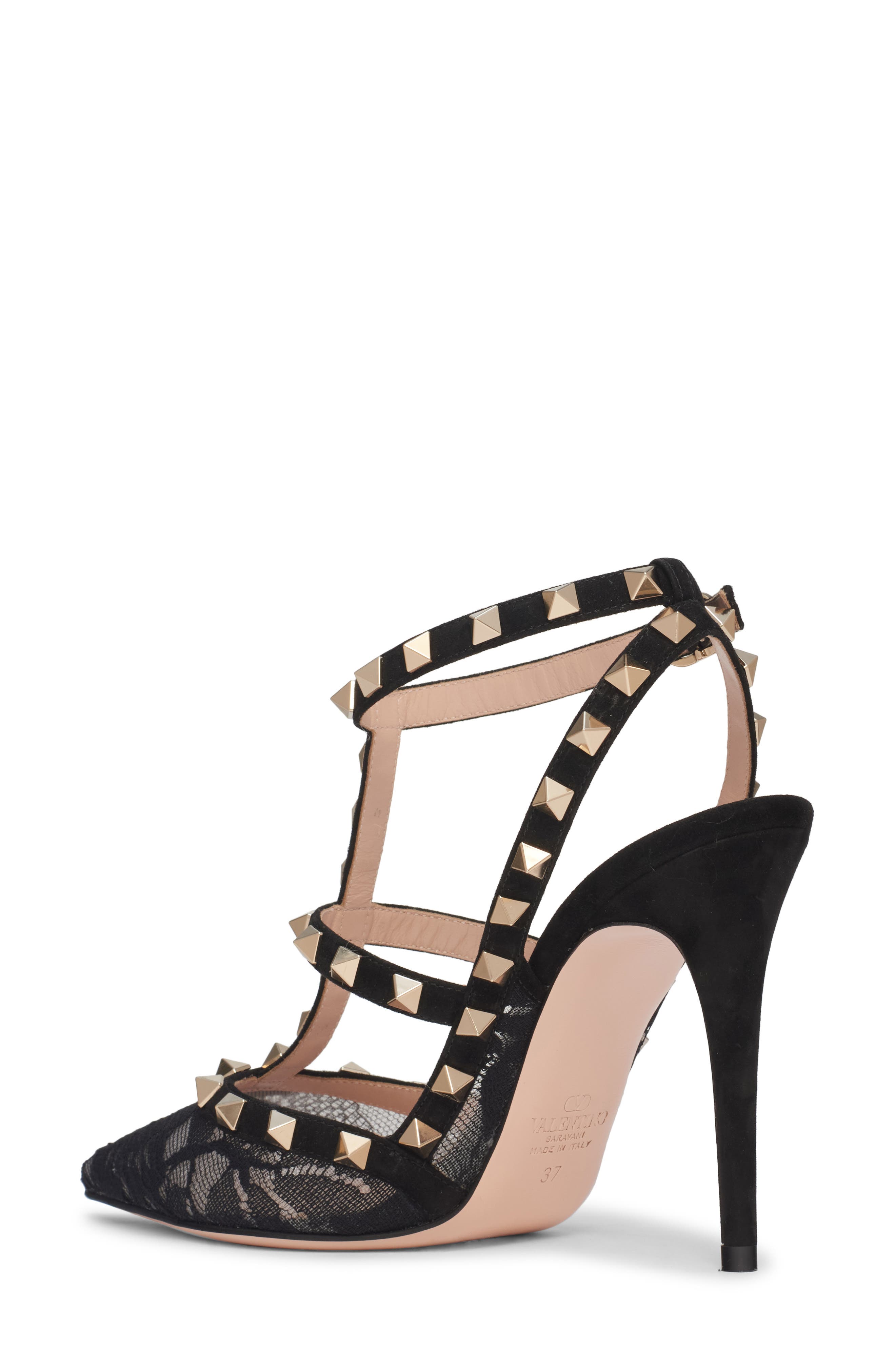 Valentino Garavani Rockstud Ankle Strap Pump, Alternate, color, 0No Nero