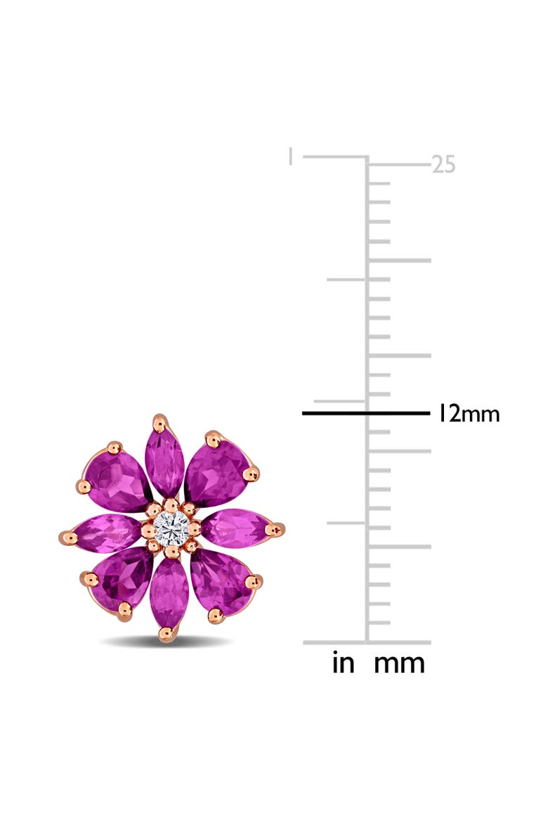 Rhodolite Flower Stud Earrings Rose Silver, Alternate, color, Rhodolite