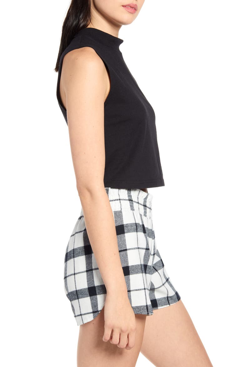 x Claudia Sulewski Mock Neck Crop Top, Alternate, color, BLACK