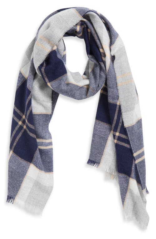 Johnstons Of Elgin Tartan Cashmere Scarf In Blue