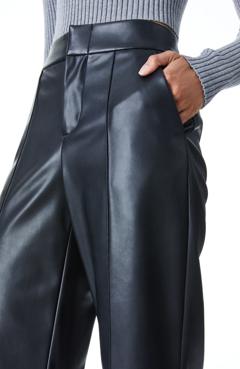 Alice + Olivia Dylan High Waist Faux Leather Wide Leg Pants, Alternate, color, 
