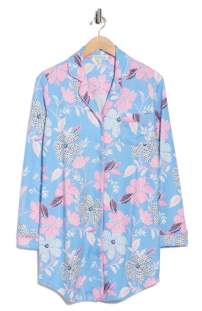 PJ Salvage Tropic Garden Sleep Shirt, Alternate, color, Bright Blue