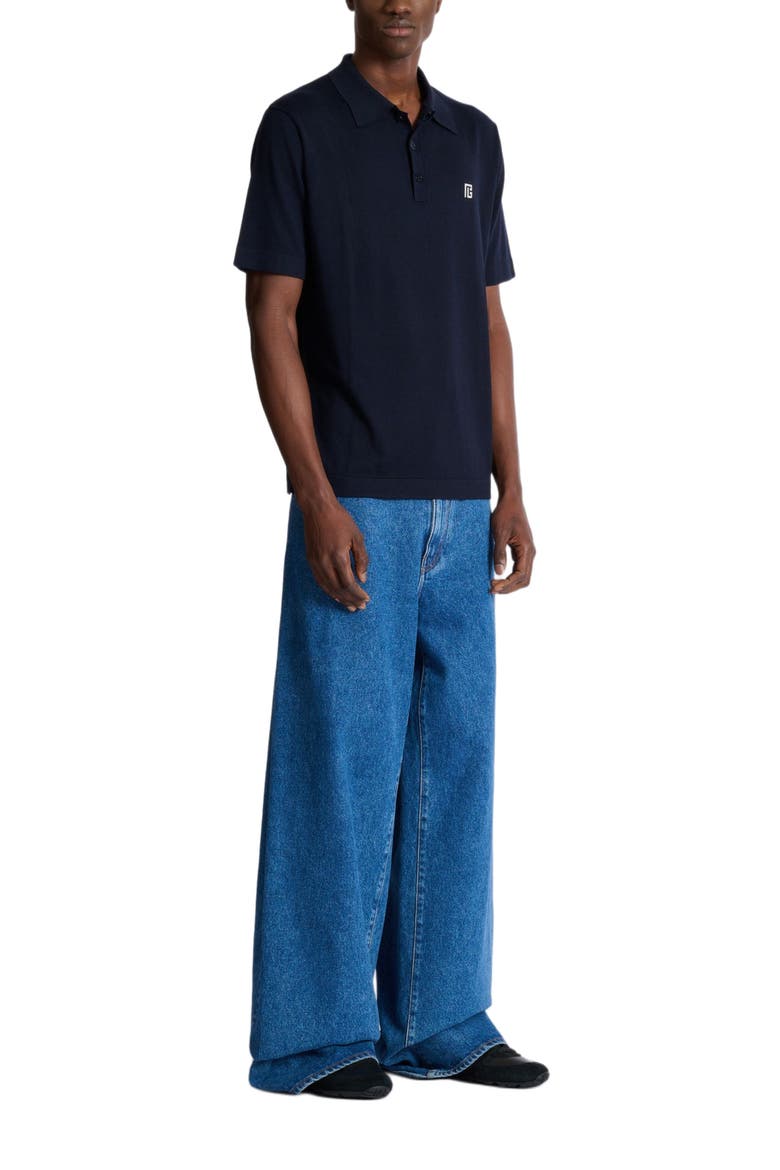Embroidered cotton polo, Main, color, navy