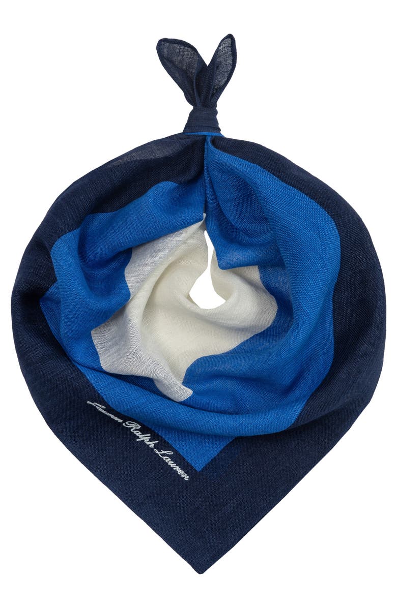 Lauren Ralph Lauren Geometric Square Linen & Cotton Scarf, Alternate, color,