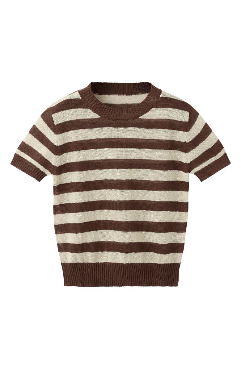 MANGO Stripe Crop Sweater, Main, color, Chocolate