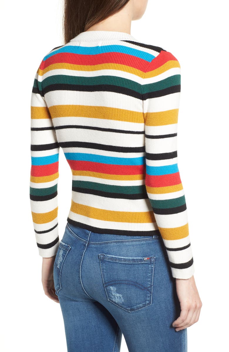 Cotton Emporium Stripe Rib Knit Sweater, Alternate, color,