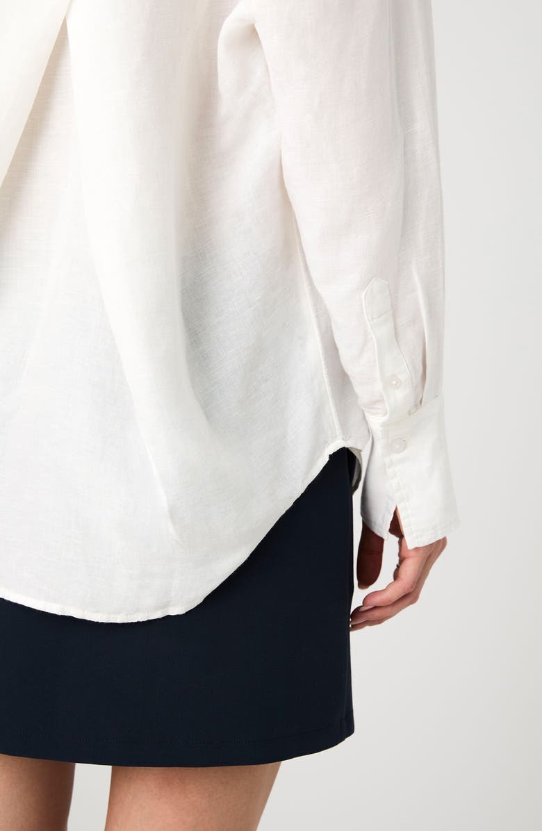 French Connection Birdie Oversize Linen Blend Button-Up Shirt, Alternate, color,