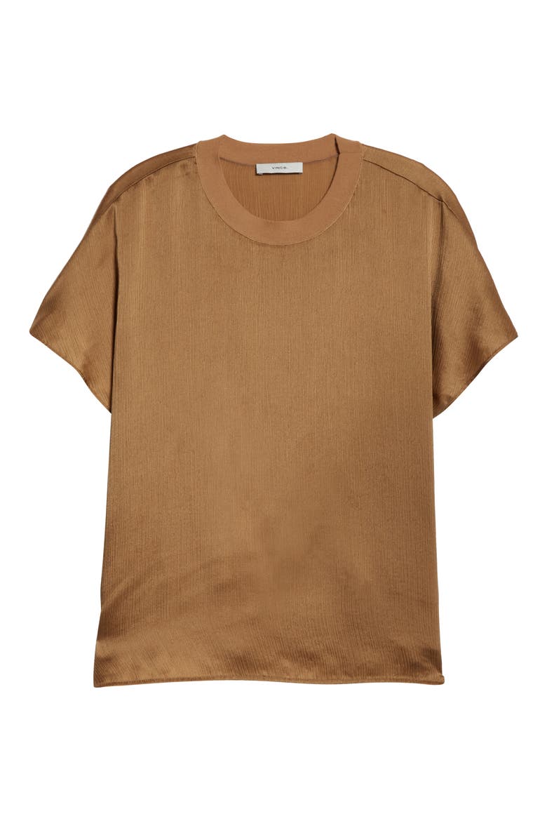 Flutter Sleeve Silk Top, Alternate, color, ALMOND