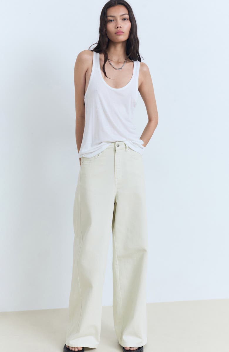 MANGO Mid Rise Baggy Ultra Wide Leg Jeans, Alternate, color, Pastel Green