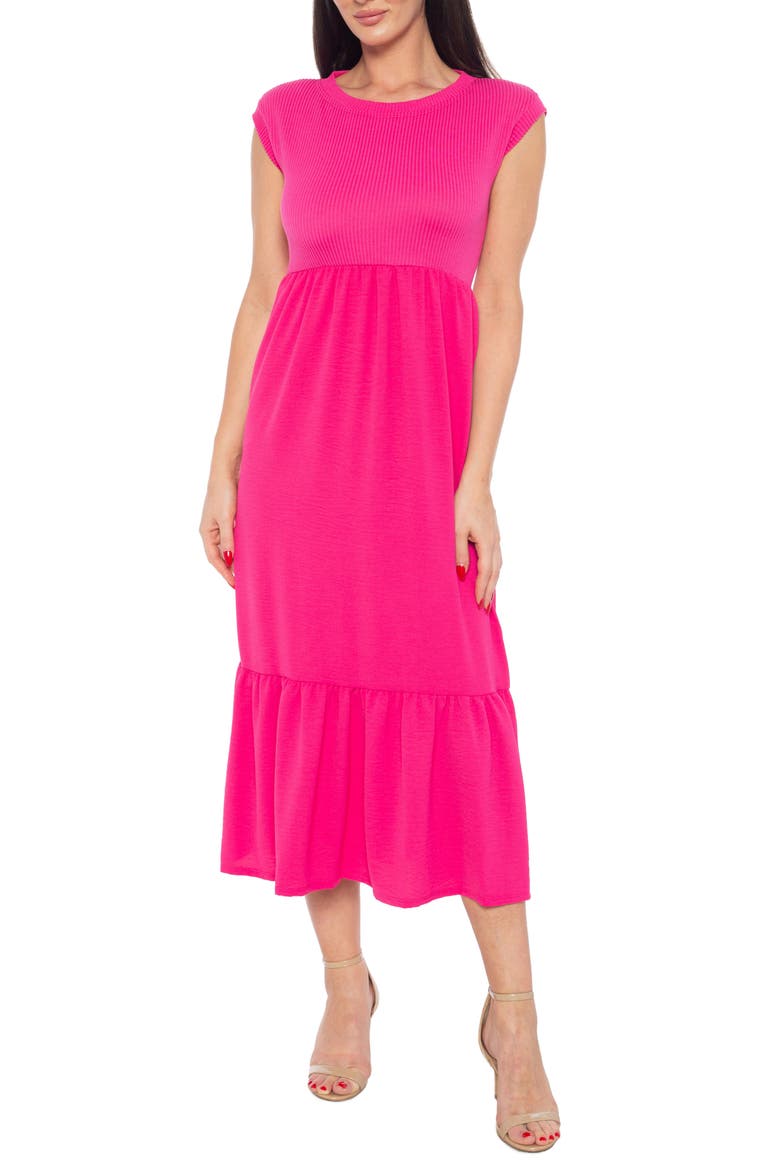Airflow Tiered Midi Dress, Main, color, FUCHSIA