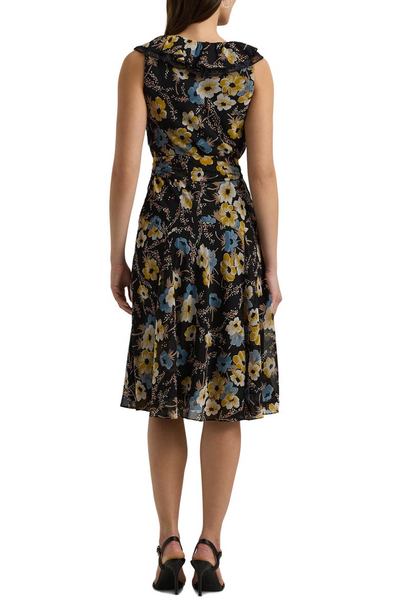 Lauren Ralph Lauren Floral Belted Crinkle Georgette Dress, Alternate, color, 