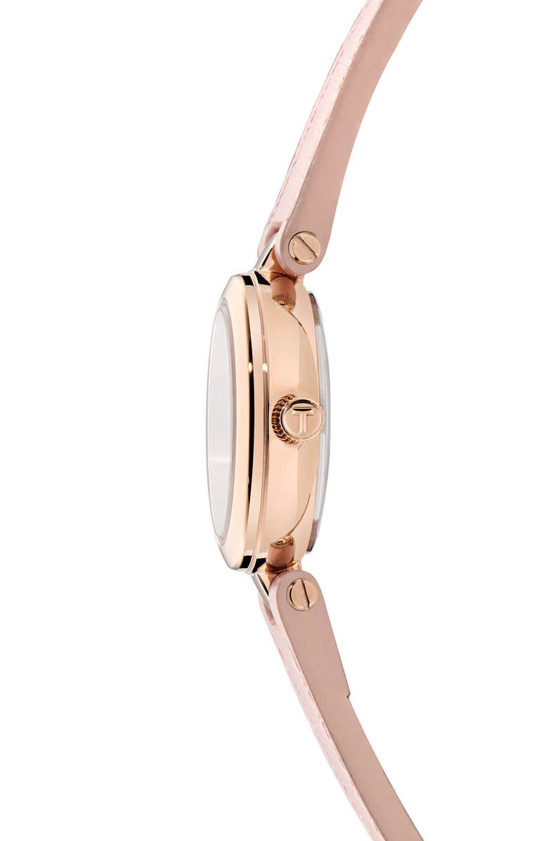 Ted Baker Jolyye Leather Strap Watch, 24mm, Alternate, color, Pink