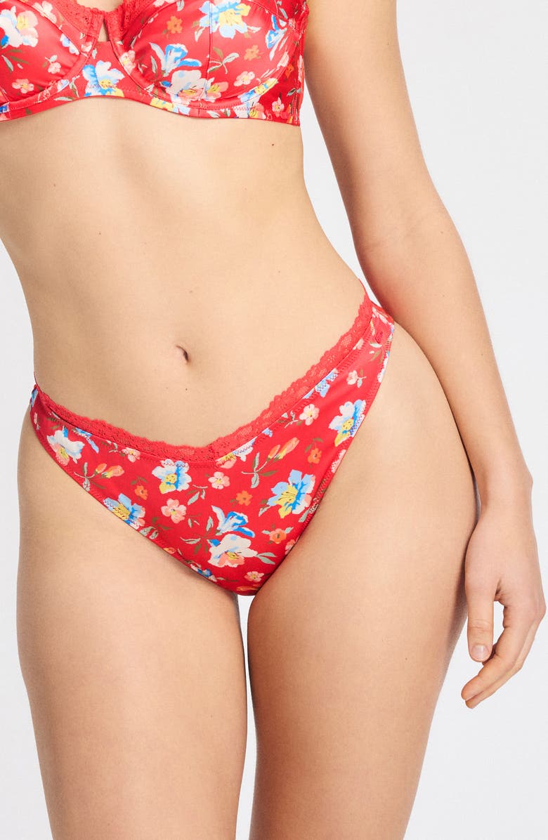 SAVAGE X FENTY Monamour High Leg Brazilian Briefs, Main, color, Fruitjuice Red Petal Power