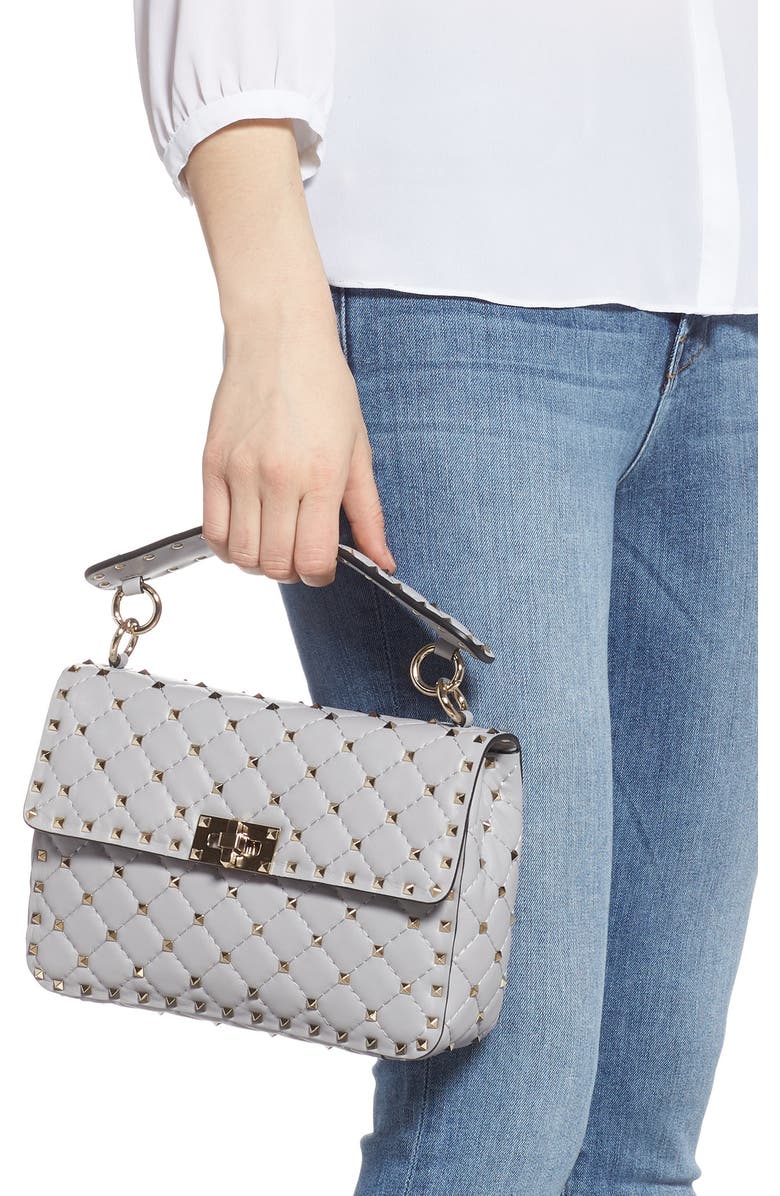 Valentino Garavani Medium Rockstud Matelassé Quilted Leather Shoulder Bag, Alternate, color,