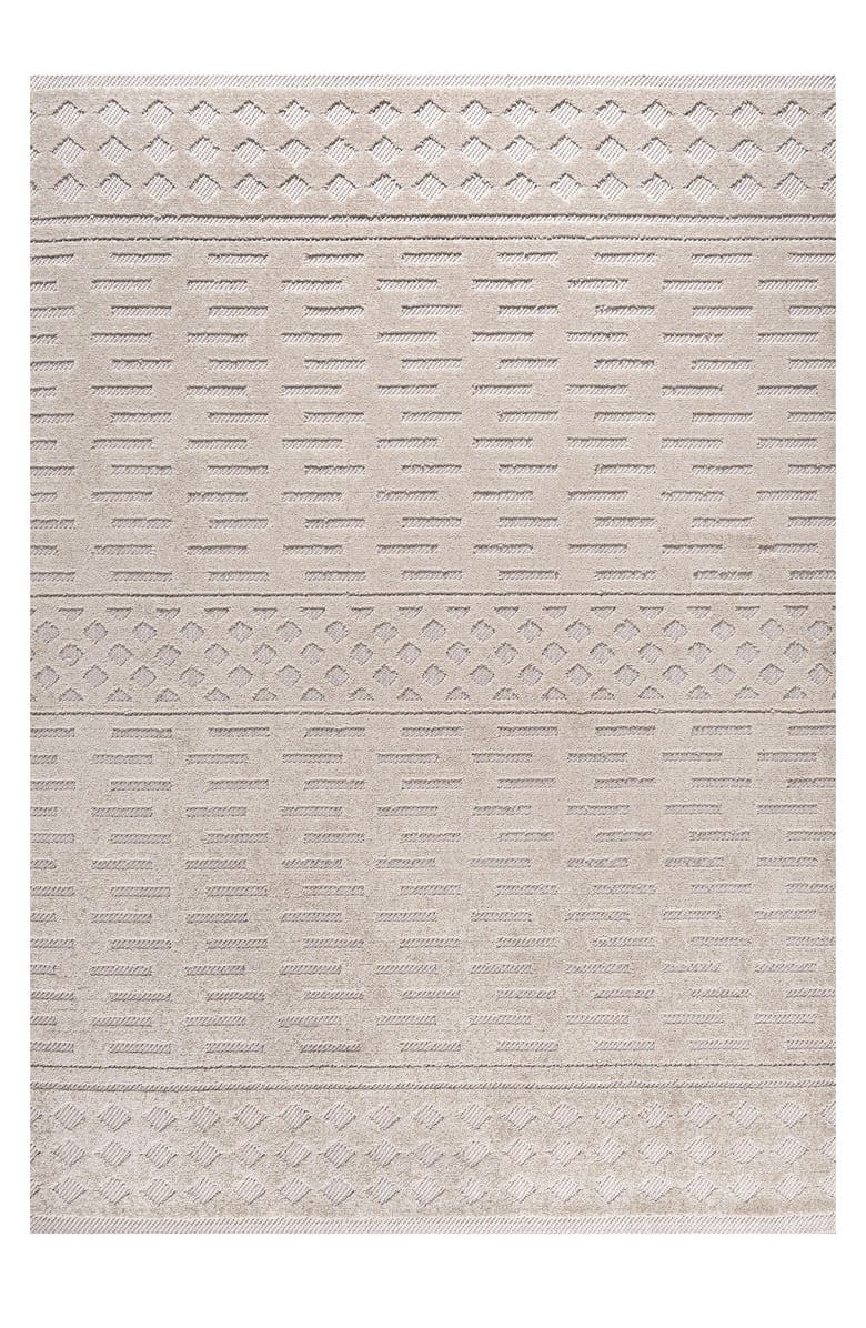 JONATHAN Y Xlendi High-Low Pile Moroccan Geometric Indoor/Outdoor Area Rug, Main, color, Beige