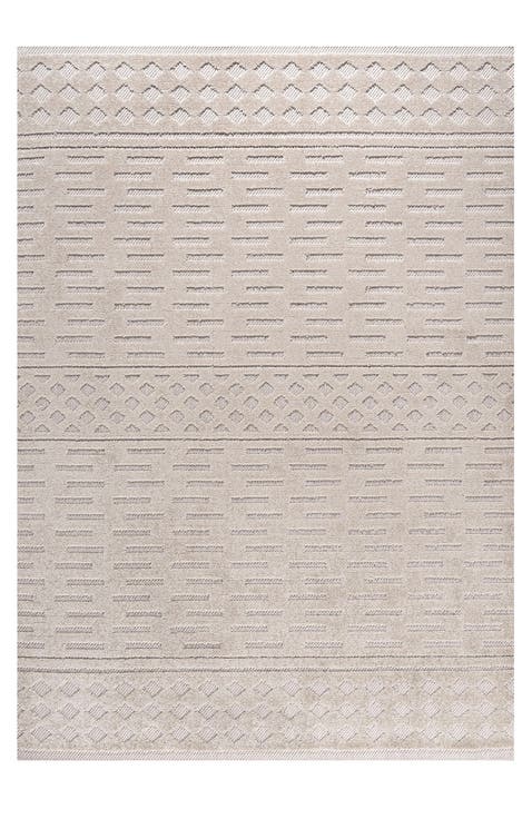 Xlendi High-Low Pile Moroccan Geometric Indoor/Outdoor Area Rug
