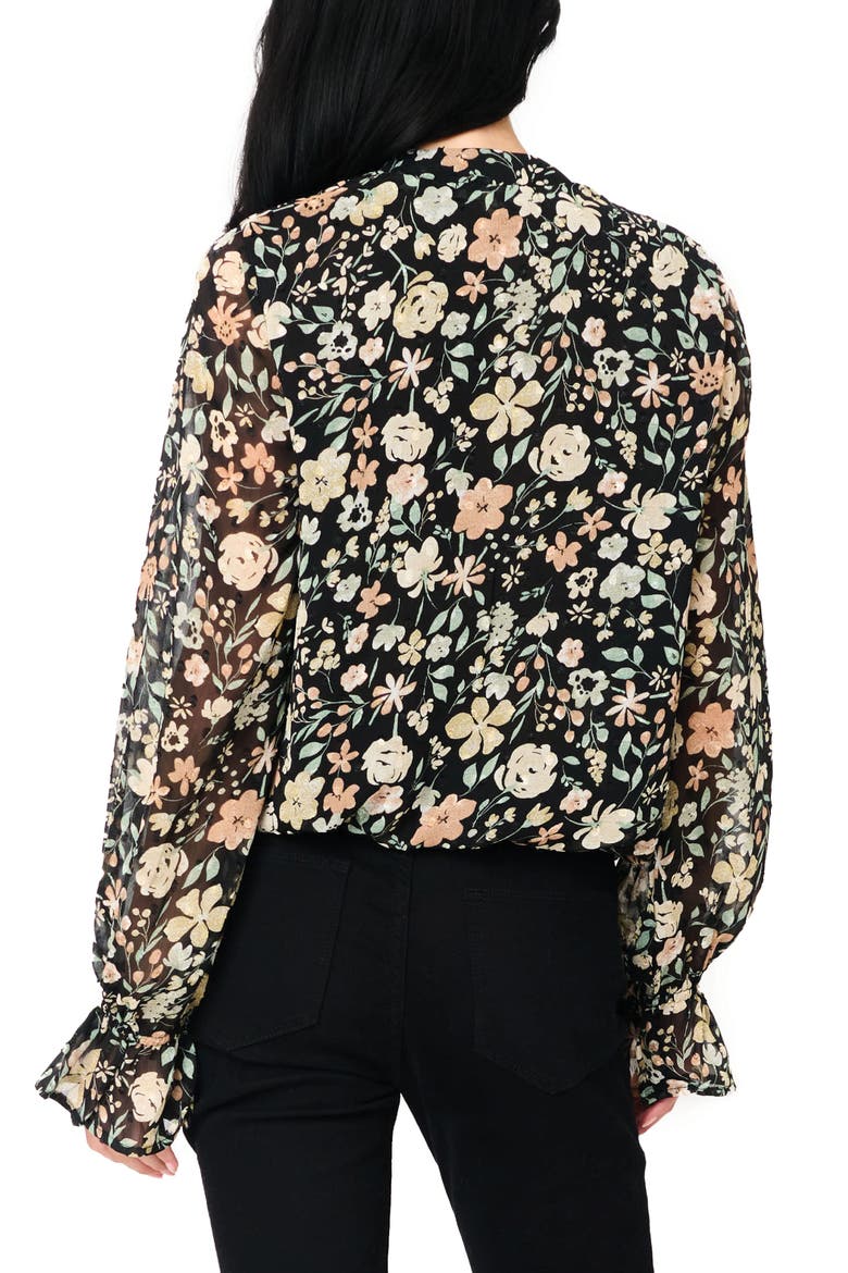 Floral Print Surplice Top, Alternate, color, BLACK MULTI FLORAL